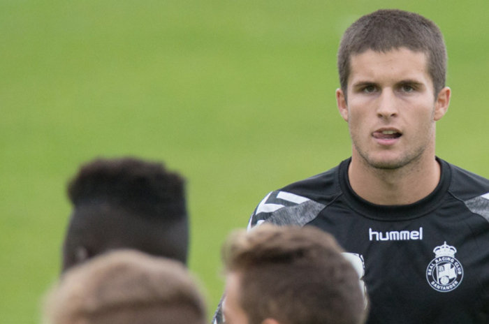 Álvaro Peña, durante su primer entrenamiento con el Racing