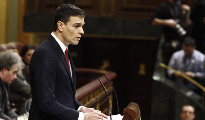 Pedro Sánchez, durante su discurso de investidura