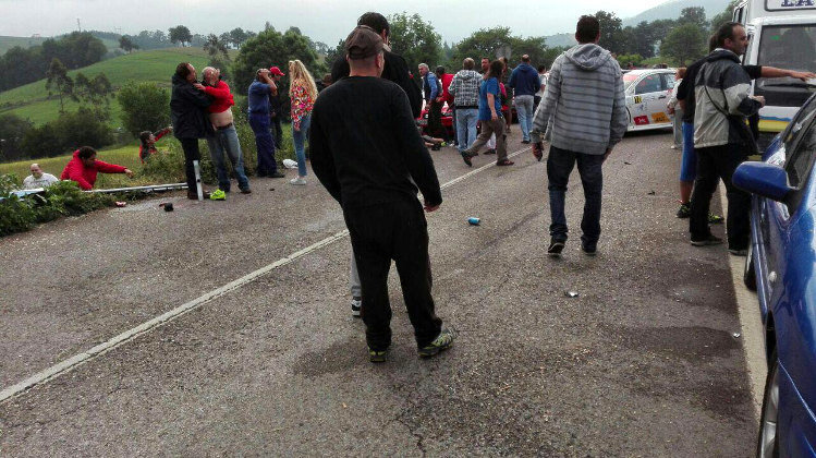 Momento en el que se ha producido el accidente en el Rallye