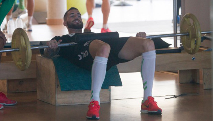 El capitán del Racing, Borja Granero, durante un entrenamiento