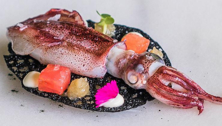 Jibión de Guadañeta en Texturas, plato preparado por Ignacio Solana