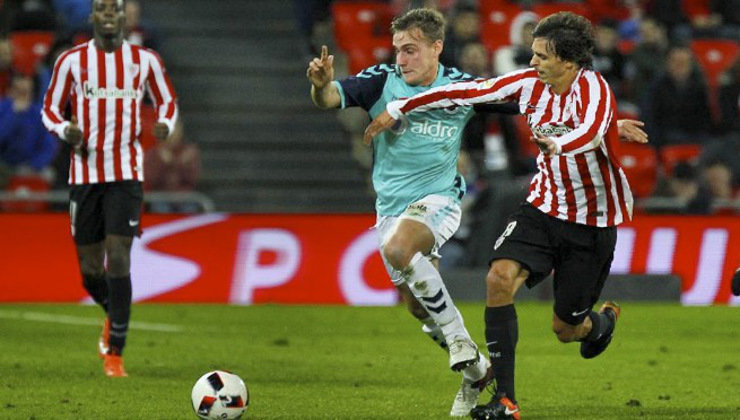 Sergio Camus, durante el encuentro copero frente al Athletic