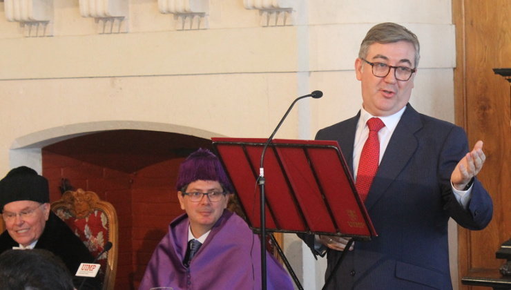 El secretario de Estado de Educación, Formación Profesional y Universidades, Marcial Marín, durante su intervención en la UIMP