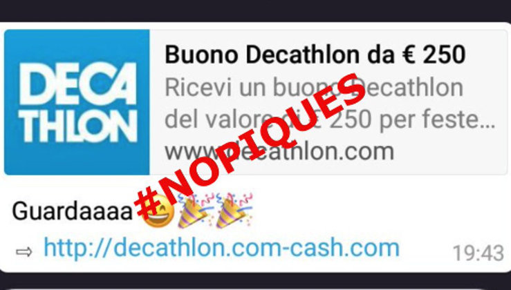 Mensaje protagonizado por Decathlon que la Policía denuncia como bulo. Foto: Twitter