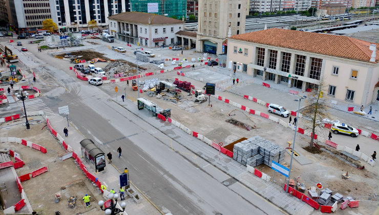 Obras en la Plaza de las Estaciones de Santander