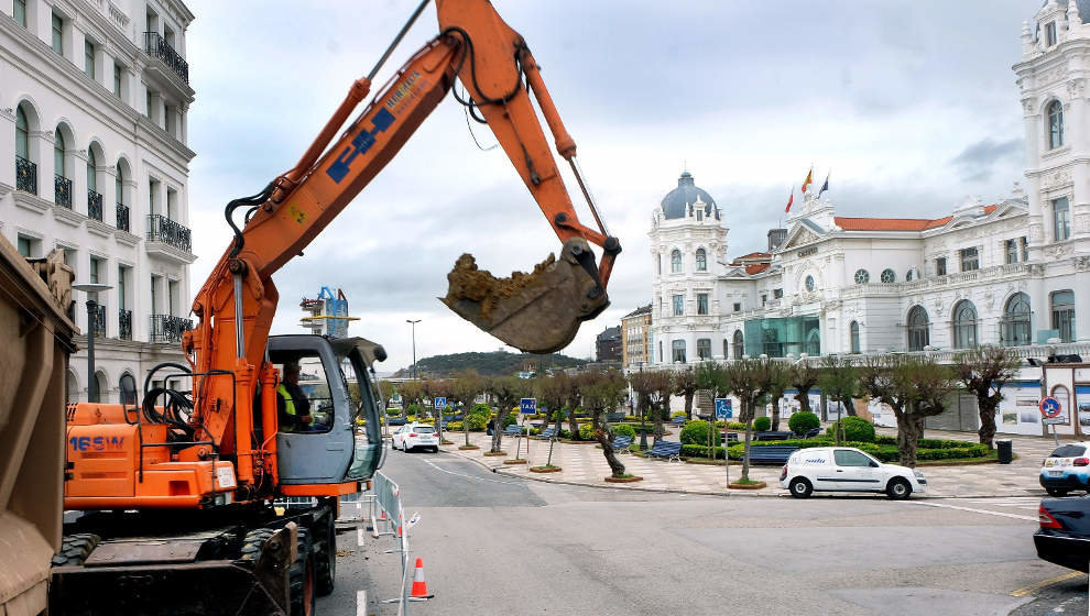 Obras en la plaza de Italia de Santander