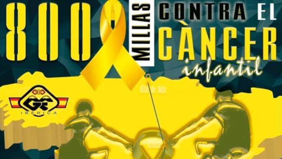 Detalle del cartel de las &#39;8.000 millas contra el cáncer infaitl&#39;