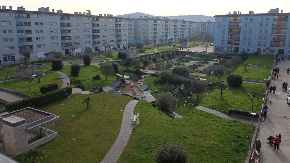 Hundimiento del parking de Nueva Montaña