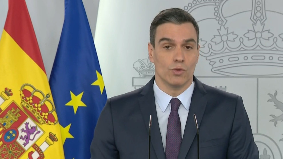 El presidente del Gobierno, Pedro Sánchez, en la rueda de prensa de este sábado