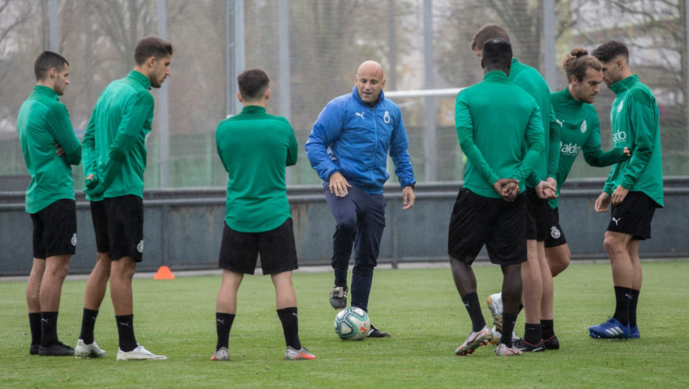 Javi Rozada, durante un entrenamiento del Racing