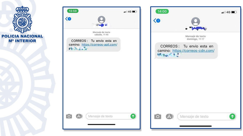 Imagen del ciberataque mediante 'smishing' que suplanta a Correos