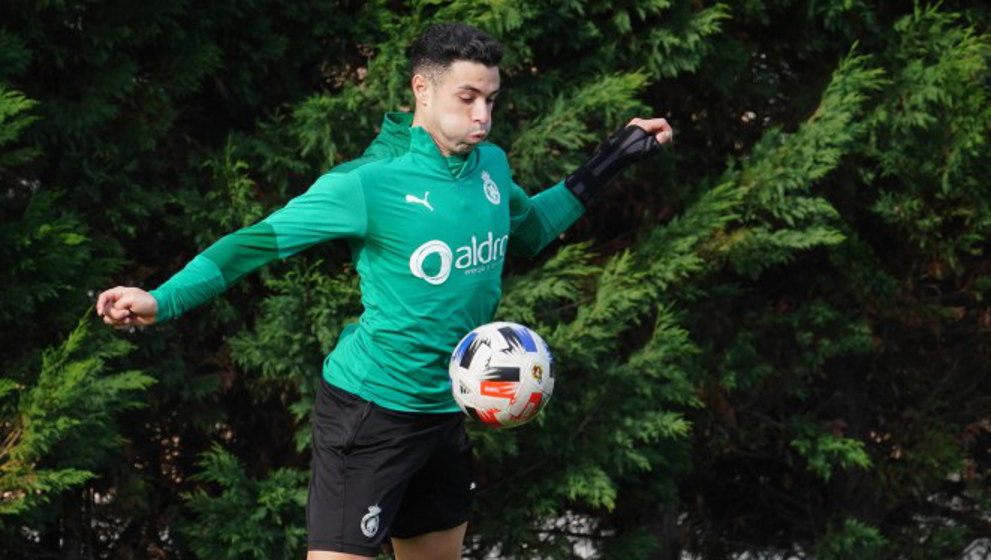 Álvaro Bustos, durante un entrenamiento con el Racing