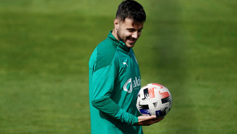 Álvaro Traver, durante un entrenamiento del Racing