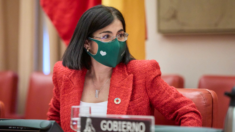 La ministra de Sanidad, Carolina Darias, durante la Comisión de Sanidad en el Congreso de los Diputados