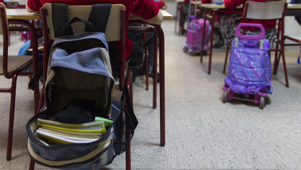 Mochilas en una clase