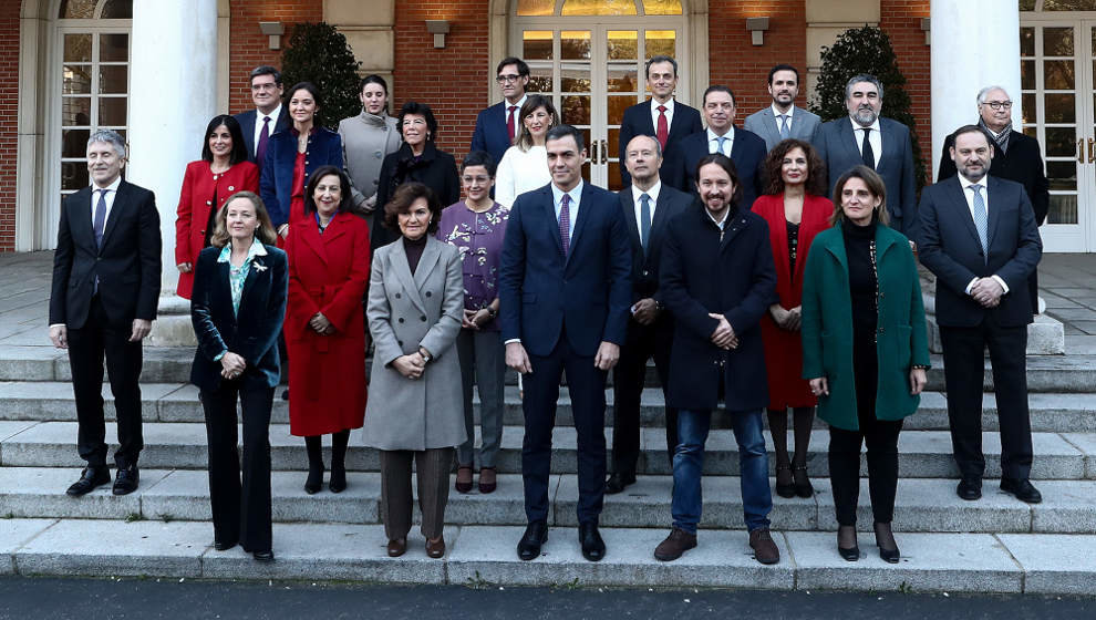 Integrantes del Gobierno de España en enero de 2020