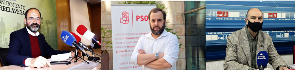 Los tres candidatos a liderar el PSOE de Torrelavega. De izda a derecha: José Luis Urraca, Otto Oyarbide y José Ramón Pelayo