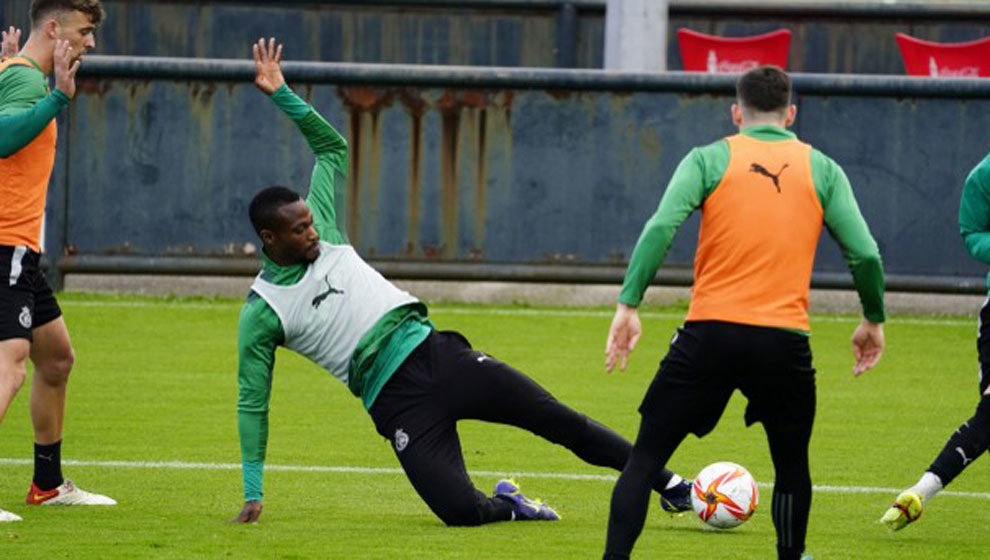 Cedric, durante un entrenamiento del Racing