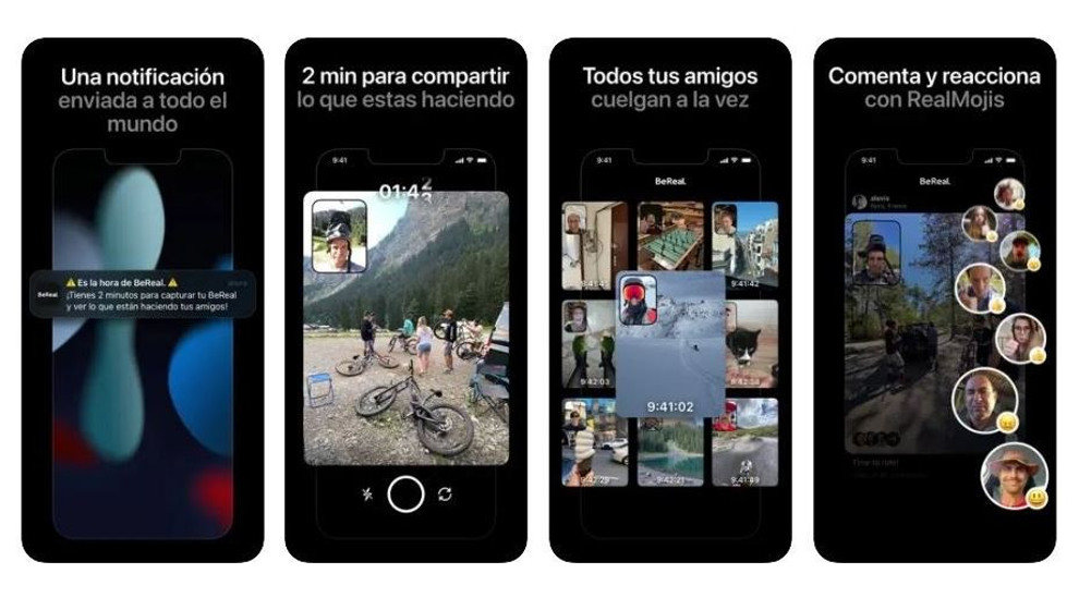 Capturas de la interfaz de BeReal