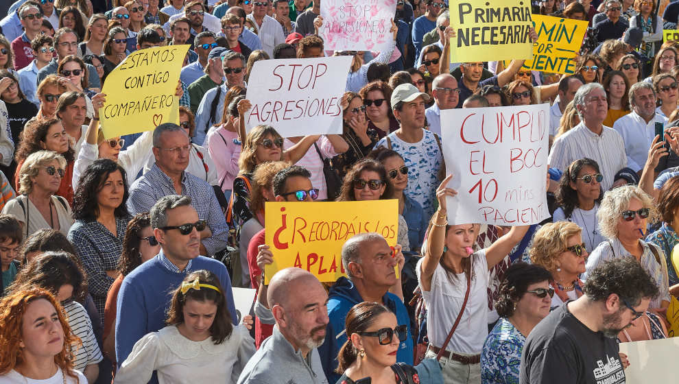 Imagen de las protestas en la huelga de los médicos de Atención Primaria