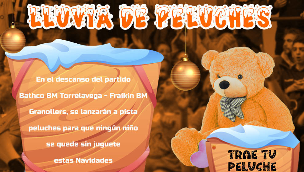 Cartel de la lluvia de peluches que el Bathco BM Torrelavega quiere organizar en su próximo partido en casa