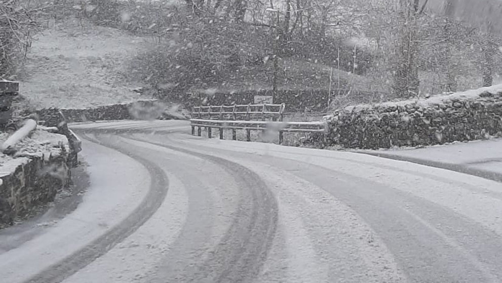 Nieve en las carreteras de Cantabria