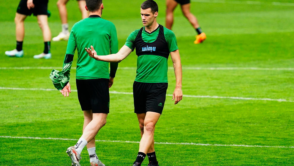 El defensor del Racing, Álvaro Mantilla, durante un entrenamiento