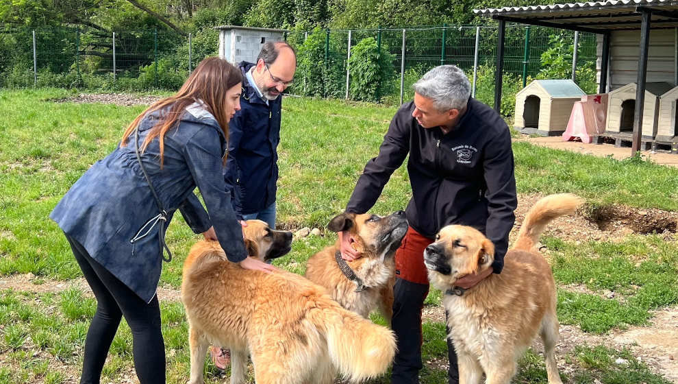 Pablo Zuloaga y José Luis Urraca en el refugio canino de Torres