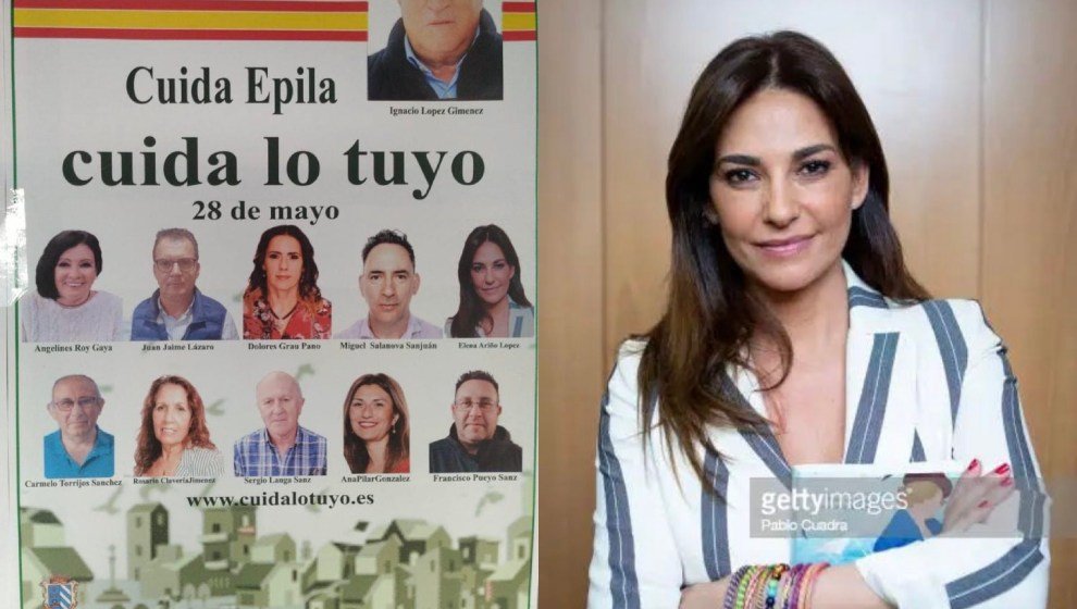 Cartel electoral de Vox con la imagen de Mariló Montero, que se puede ver a la derecha