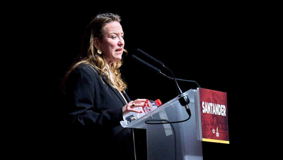 Leticia Díaz, durante un acto de Vox en Cantabria