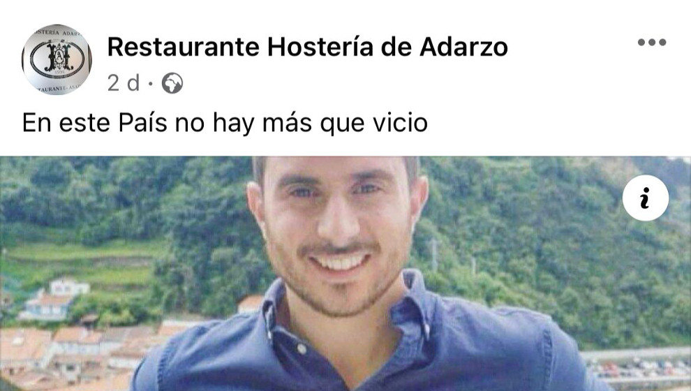 Captura de la publicación de Hostería de Adarzo