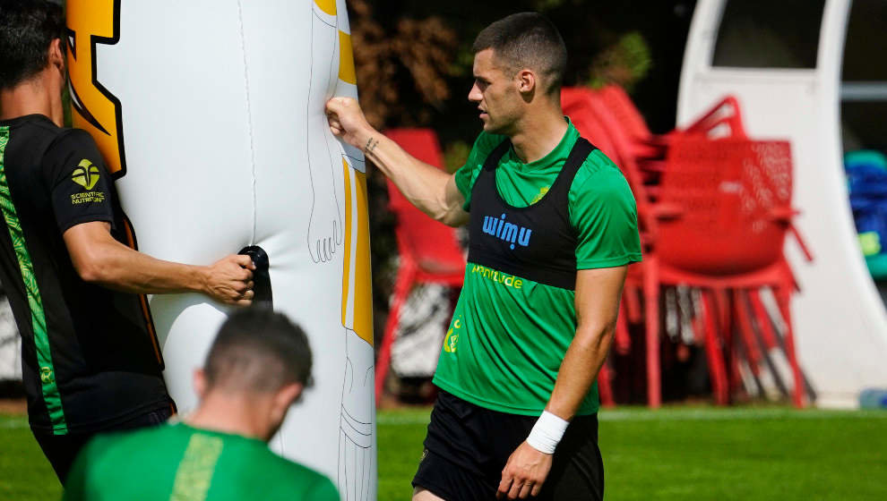 Mantilla, durante un entrenamiento del Racing