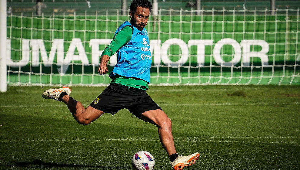 Germán Sánchez, durante un entrenamiento del Racing