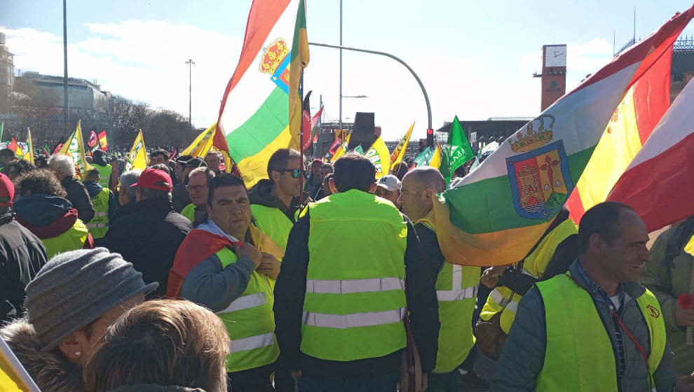 Ganaderos cántabros en la concentración de Madrid