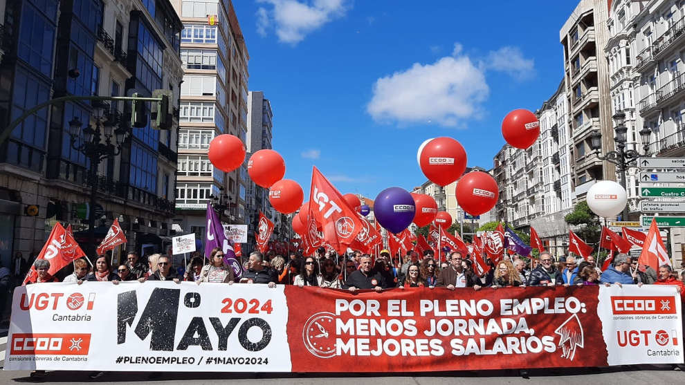 Manifestación CCOO y UGT 1 de mayo de 2024 en Santander