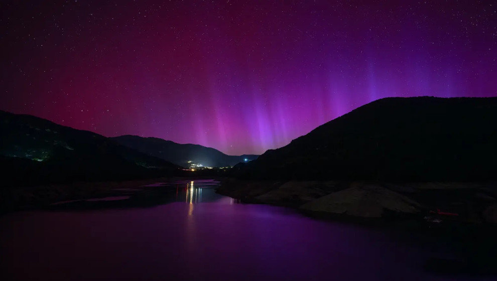 Aurora boreal en un punto de España