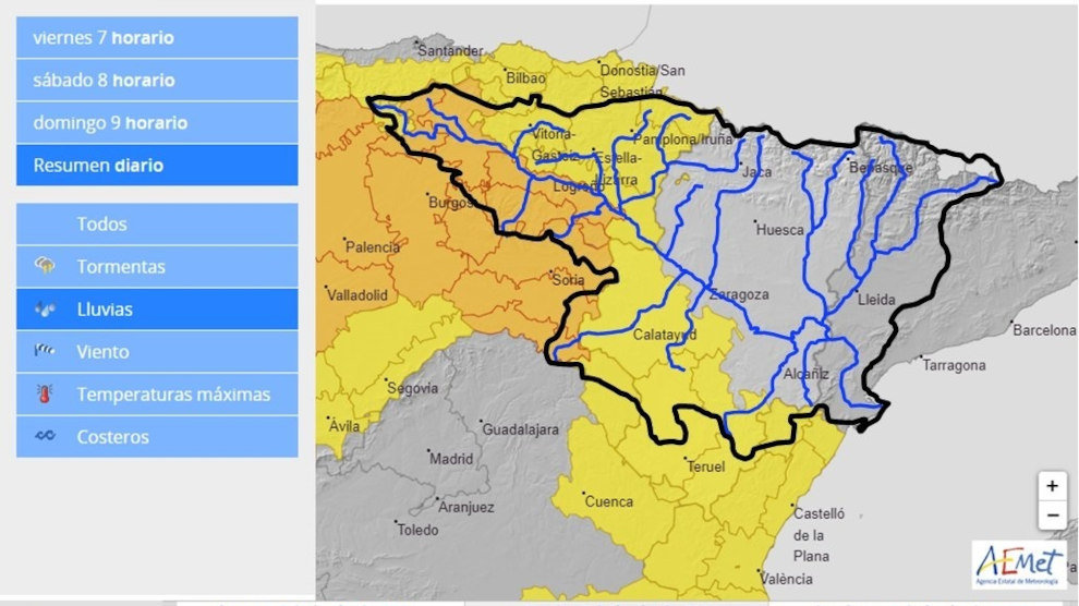 Estado de los cauces del Ebro de la CHE