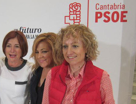 Valenciano, junto a la diputada Gallego y la vicepresidenta de Cantabria