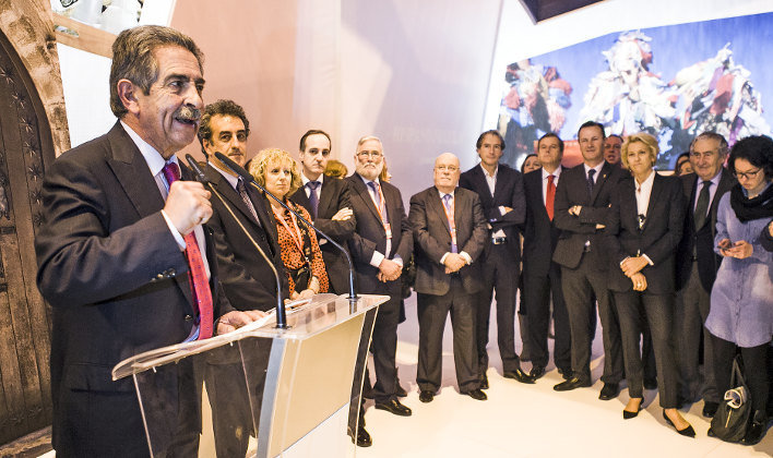 El presidente de Cantabria, Miguel Ángel Revilla, durante su intervención en Fitur 2016