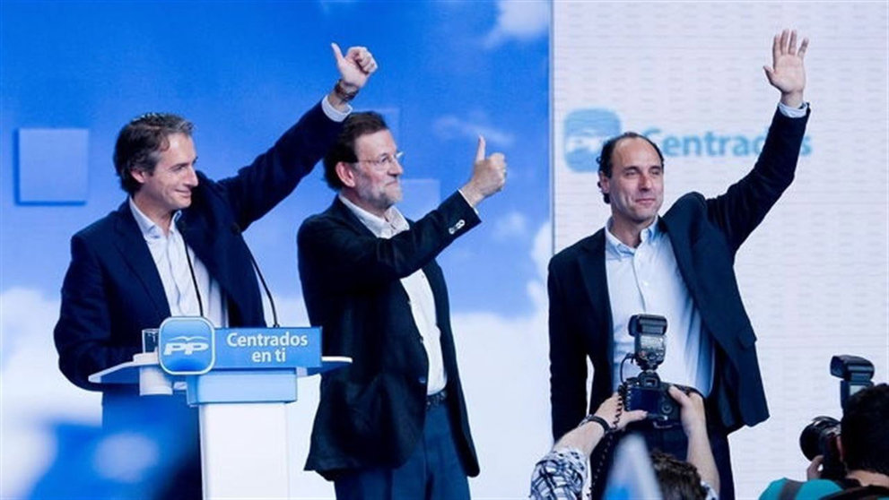 Rajoy junto a Íñigo De la Serna e Ignacio Diego