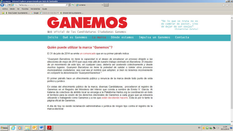 Santander Sí Puede ha hecho públicas las condiciones para utilizar la marca Ganemos