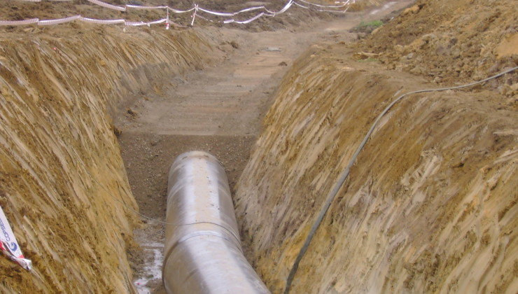 Fase de ejecución de la Autovía del Agua del tramo del depósito de Polanco al Bajo Pas