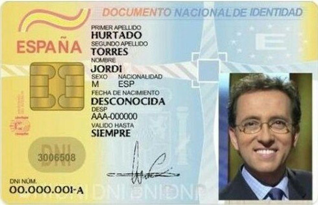 DNI falso de Jordi Hurtado publicado por la Guardia Civil. Foto: Twitter