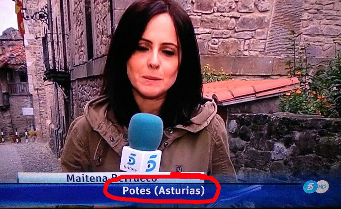 Imagen del informativo en el que se ubica Potes en Asturias. Foto: Twitter