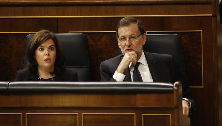 El presidente de España, Mariano Rajoy, en su escaño en el Congreso de los Diputados