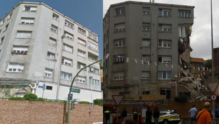 El edificio de la calle del Sol, antes y después del derrumbe