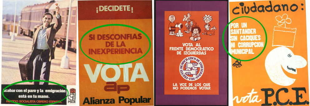Los carteles electorales de hace 40 años siguen proponiendo lo mismo que en la actualidad