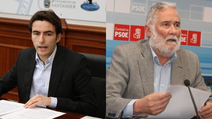 El secretario general del PSOE de Santander, Pedro Casares, y Ramón Ruiz