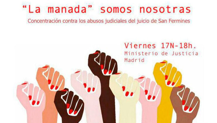 Cartel de la manifestación contra las decisiones judiciales en el caso de la violación de San Fermín. Foto: Twitter