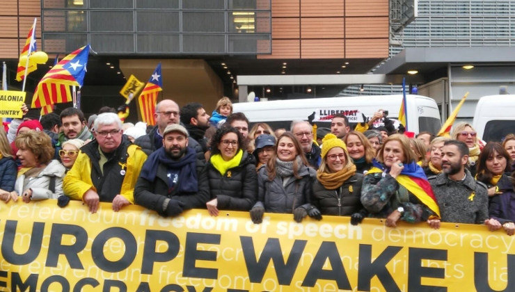 Manifestación en Bruselas a favor de la independencia en Cataluña